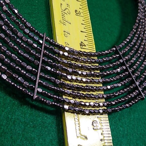 Statement Silver tone Metal Beaded 9 Strands Collar Necklace - Picture 8 of 9